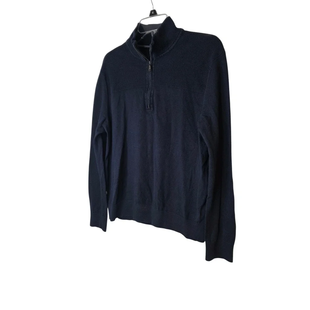 Banana Republic‎ Mens Navy Blue Pima Cotton Cashmere Quarter Zip Sweater Medium